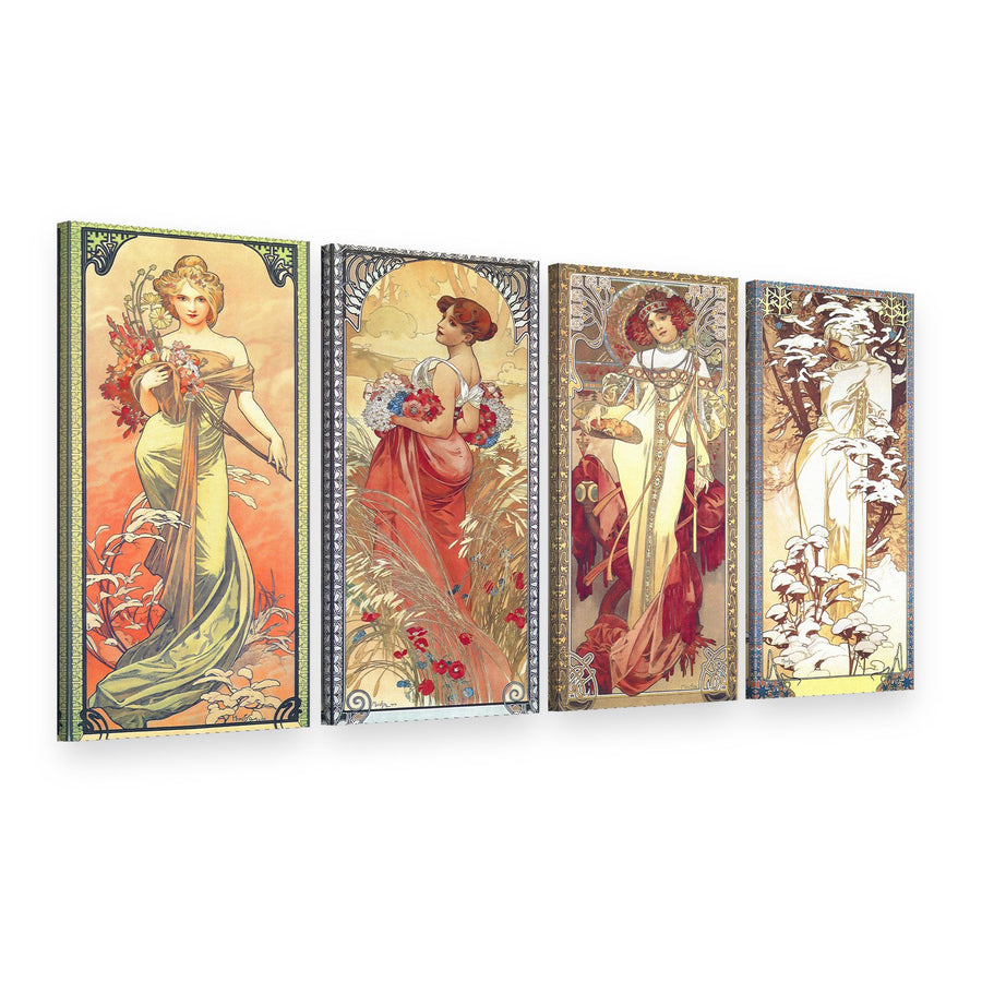 A festmény vászonra 4 rész FOUR SEASONS 120x70 cm - Alfons Mucha 000 REP236