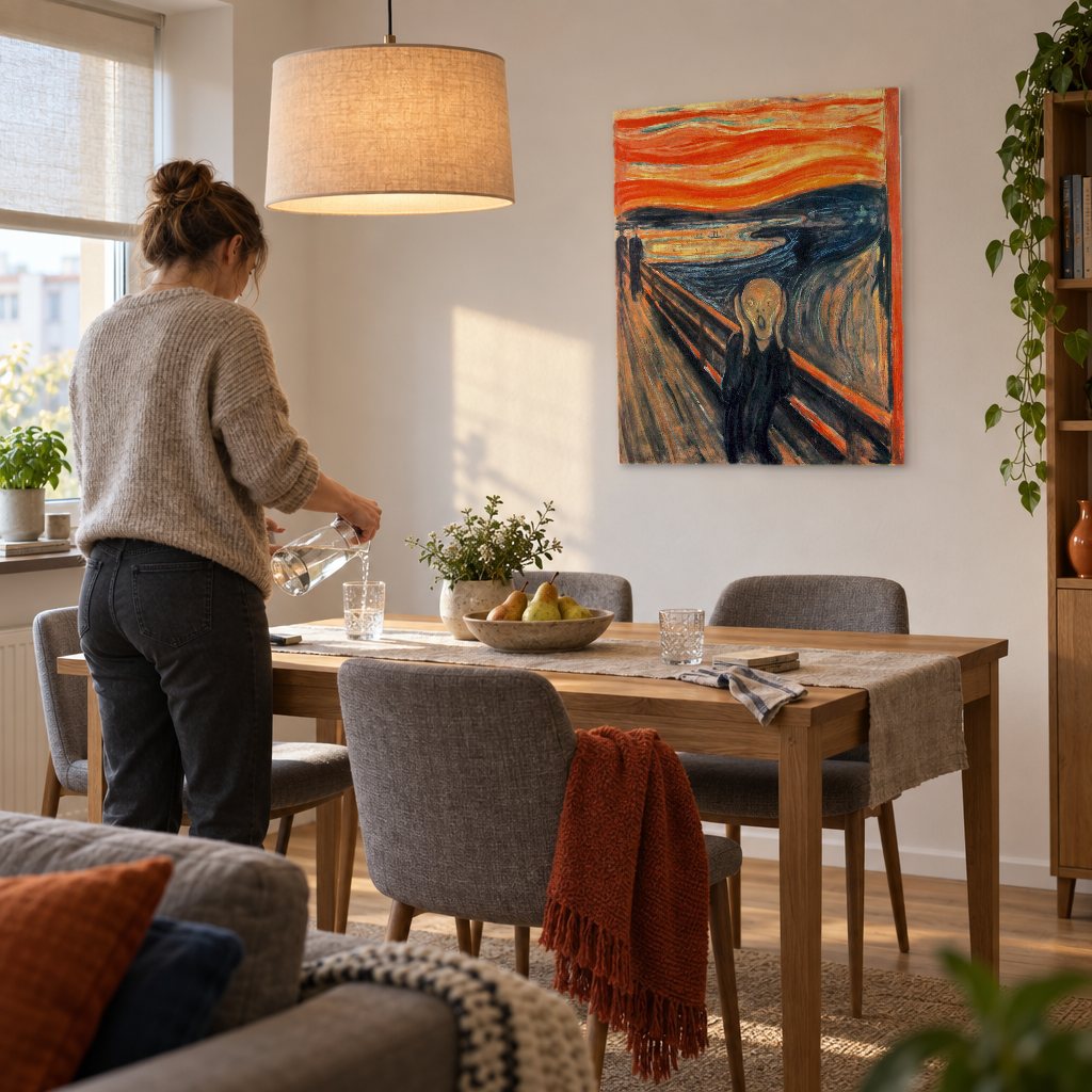 Vászonkép A sikoly – Edvard Munch az étkezőben