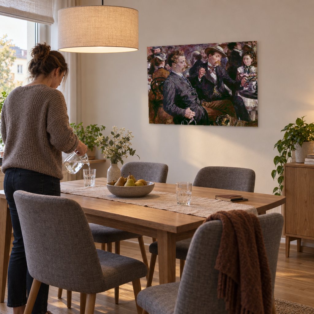 Vászonkép A sörkertben – Adolph Menzel az étkezőben