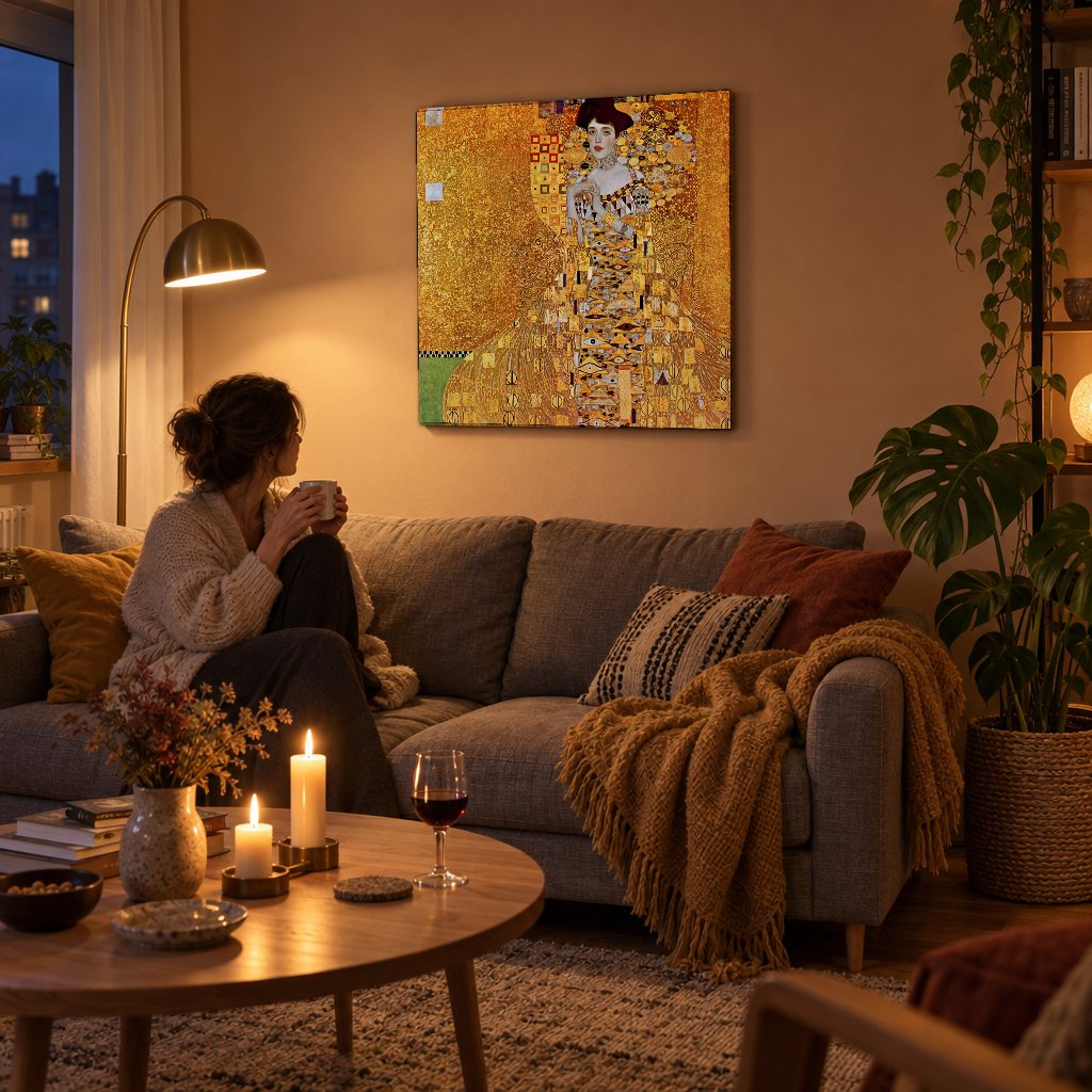 Vászonkép Adele Bloch-Bauer portréja – Gustav Klimt a nappaliban