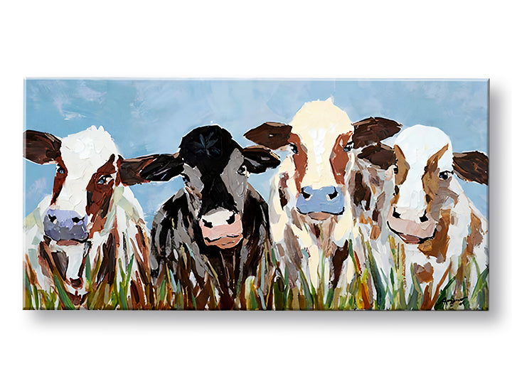 Pop art vászonkép motívummal: KRAVY, égbolt, táj, világűr fehér-barna árnyalatokban, vidám hangulat, természet, alkalmas a konyha számára | Vászonkép KRAVY – fő