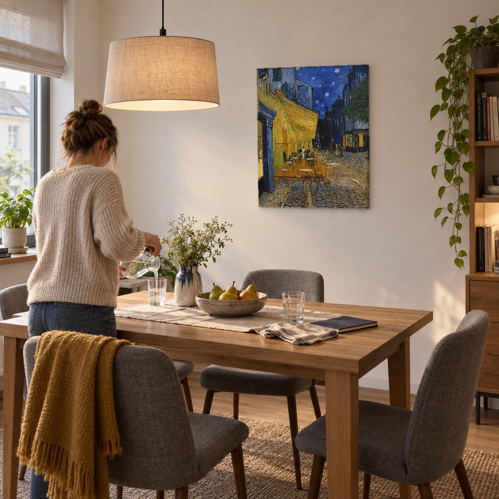Vászonkép Éjjeli kávézó terasza – Vincent van Gogh az étkezőben