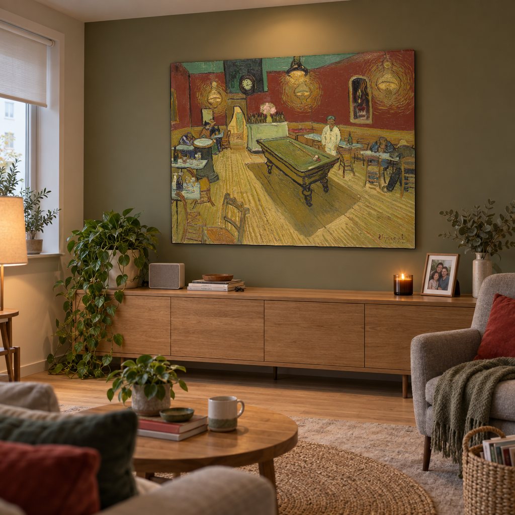 Vászonkép Éjszakai kávézó – Vincent van Gogh a nappaliban