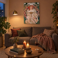 Vászonkép F. Champenois – plakát – Alfons Mucha a nappaliban