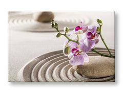 Klasszikus vászonkép motívummal: FENG SHUI, orchidea, zen kert, építészet, gyermek motívum rózsaszín árnyalatokban, nyugodt hangulat, alkalmas a nappali számára – fő