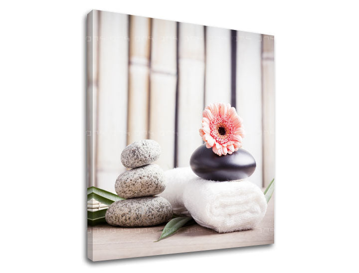 Klasszikus vászonkép motívummal: FENG SHUI, virágok, természet fehér-bézs árnyalatokban, nyugodt hangulat, természet, alkalmas a nappali számára | Vászonkép FENG SHUI_053-12 – termék