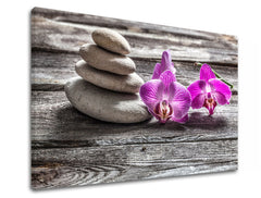 Klasszikus vászonkép motívummal: FENG SHUI lila-szürke árnyalatokban, nyugodt hangulat, természet, alkalmas a nappali számára | Vászonkép FENG SHUI_060-11 – termék