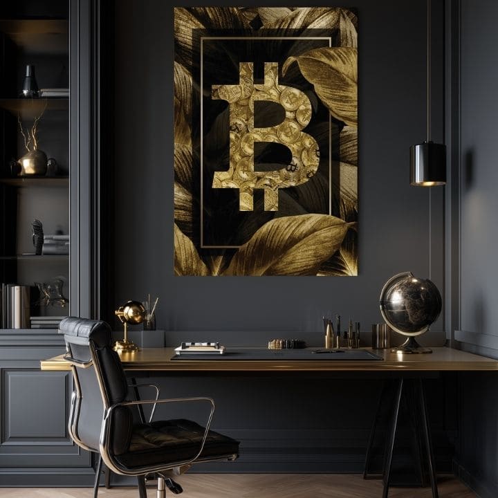 Vászonkép Zlatý Bitcoin - Modern Kryptomotív - kép 2