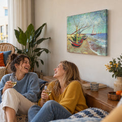 Vászonkép Halászhajók a Saintes-Maries-i strandon – Vincent van Gogh a nappaliban