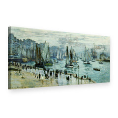 Vászonkép Halászhajók elhagyják Le Havre kikötőjét – Claude Monet, 3D nézet