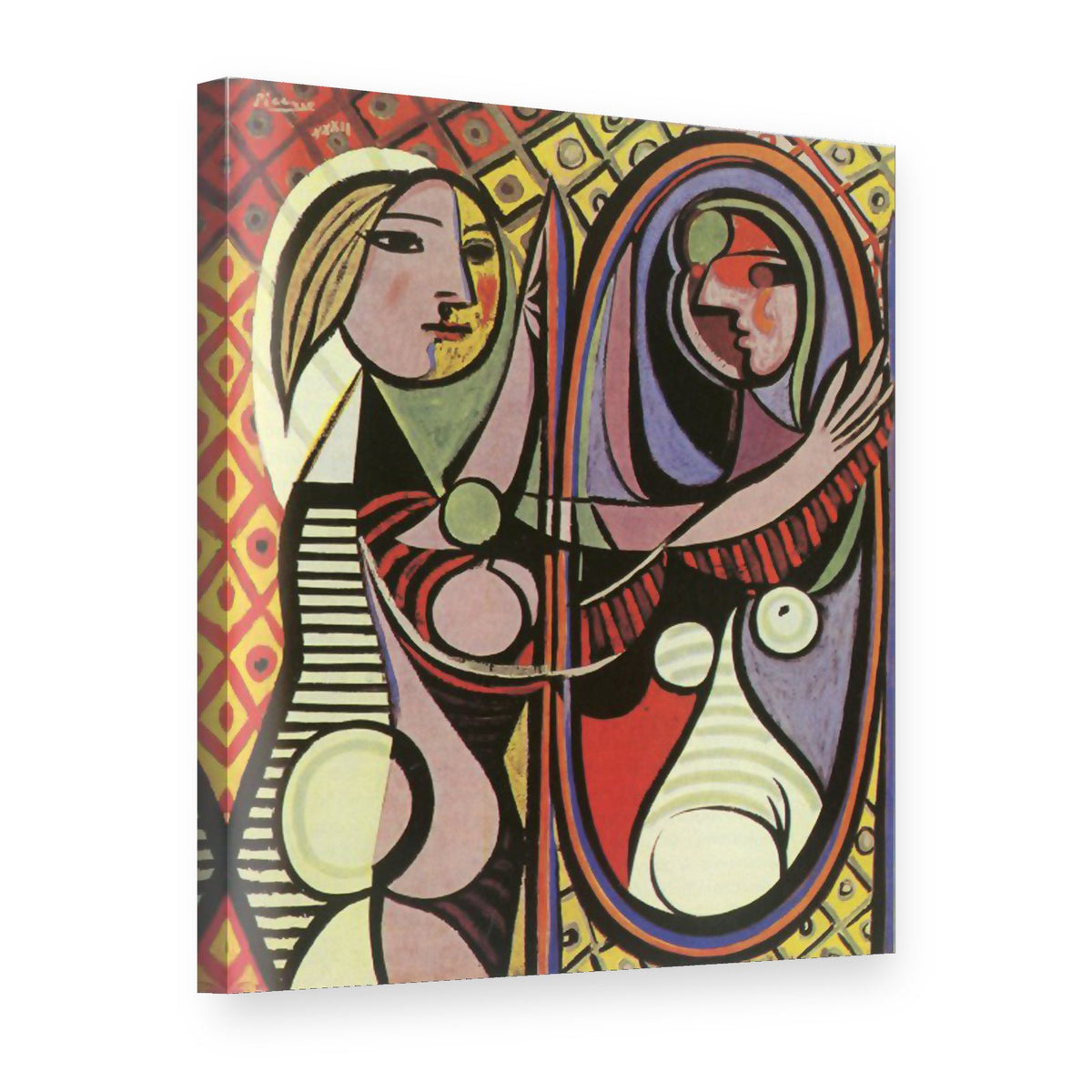 Vászonkép Lány a tükör előtt – Pablo Picasso, 3D nézet