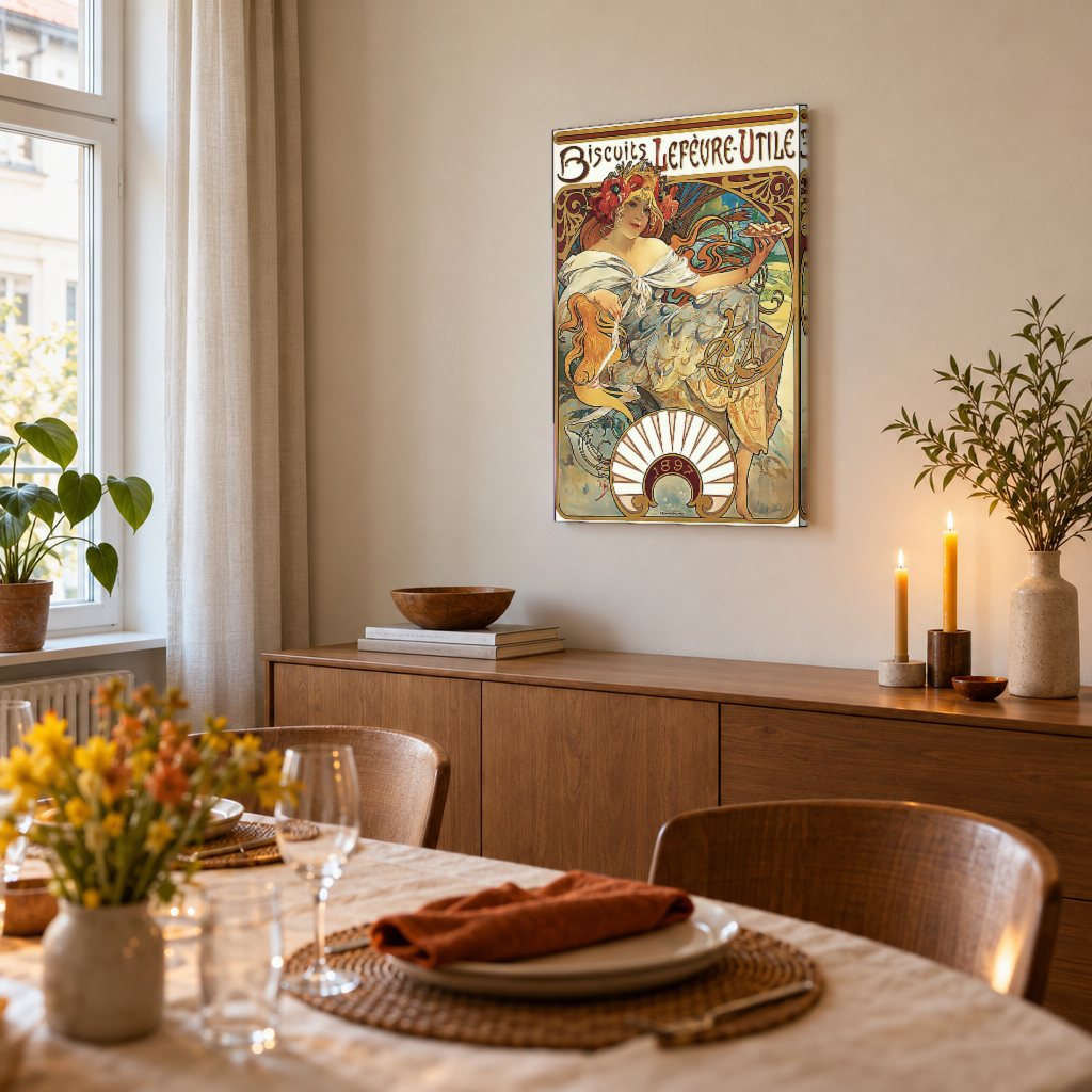 Vászonkép Lefèvre-Utile keksz – Alfons Mucha az étkezőben