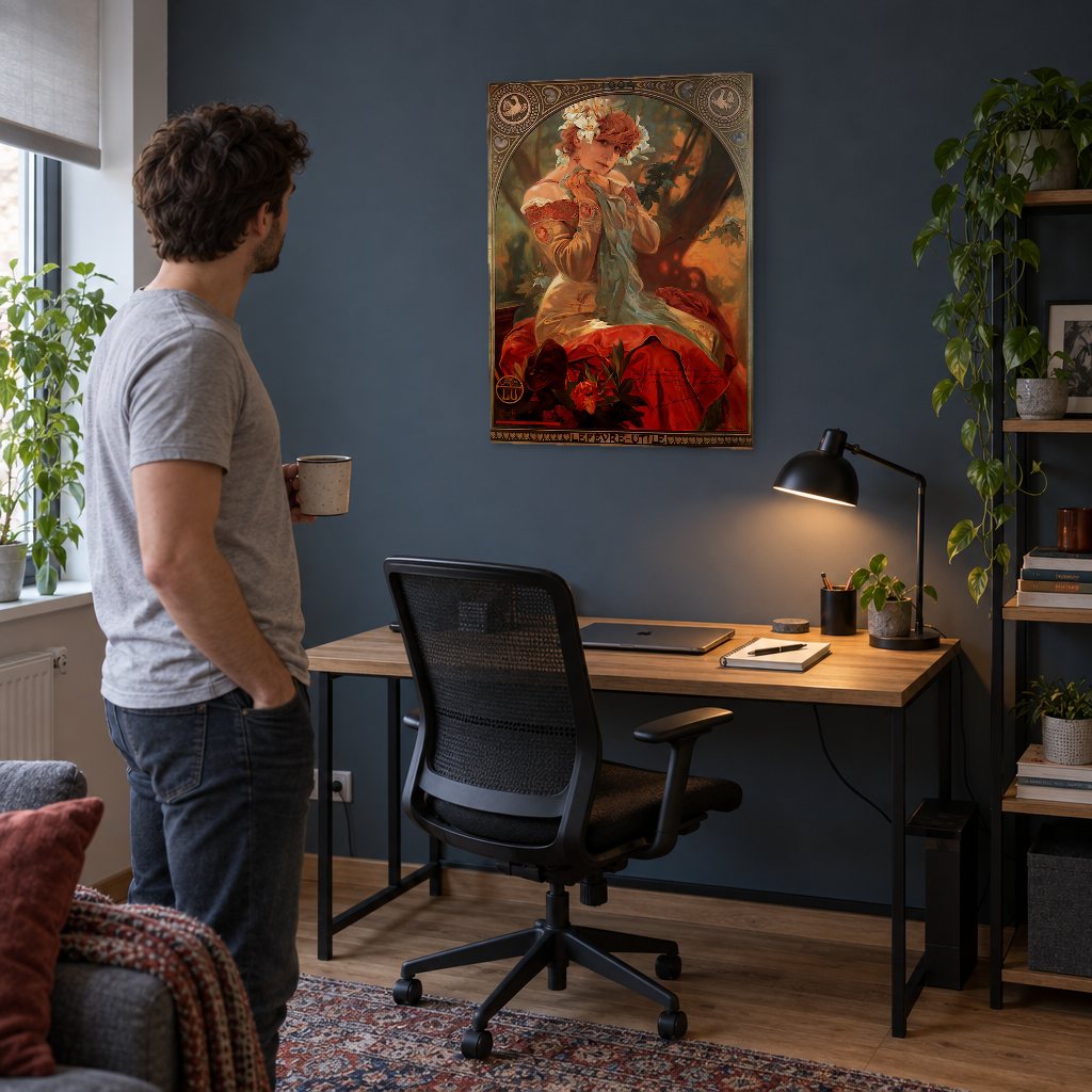 Vászonkép Lefèvre-Utile keksz – Alfons Mucha a dolgozószobában