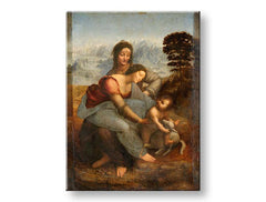 Vintage vászonkép motívummal: Leonardo da Vinci - Svatá család so svatou Annou, gyerek, táj kék-zöld árnyalatokban, alkalmas a előszoba számára – termék, nézet 2