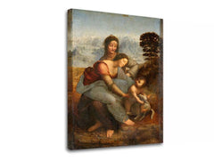 Vintage vászonkép motívummal: Leonardo da Vinci - Svatá család so svatou Annou, gyerek, táj kék-zöld árnyalatokban, alkalmas a előszoba számára – termék