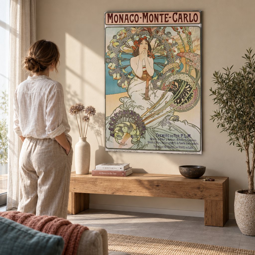Vászonkép Monaco Monte Carlo – Alfons Mucha a nappaliban