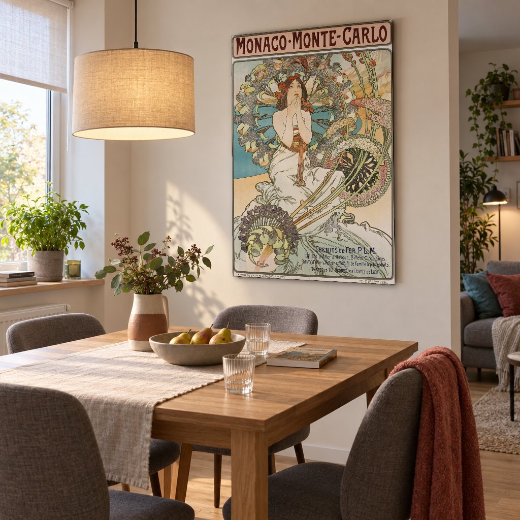 Vászonkép Monaco Monte Carlo – Alfons Mucha az étkezőben