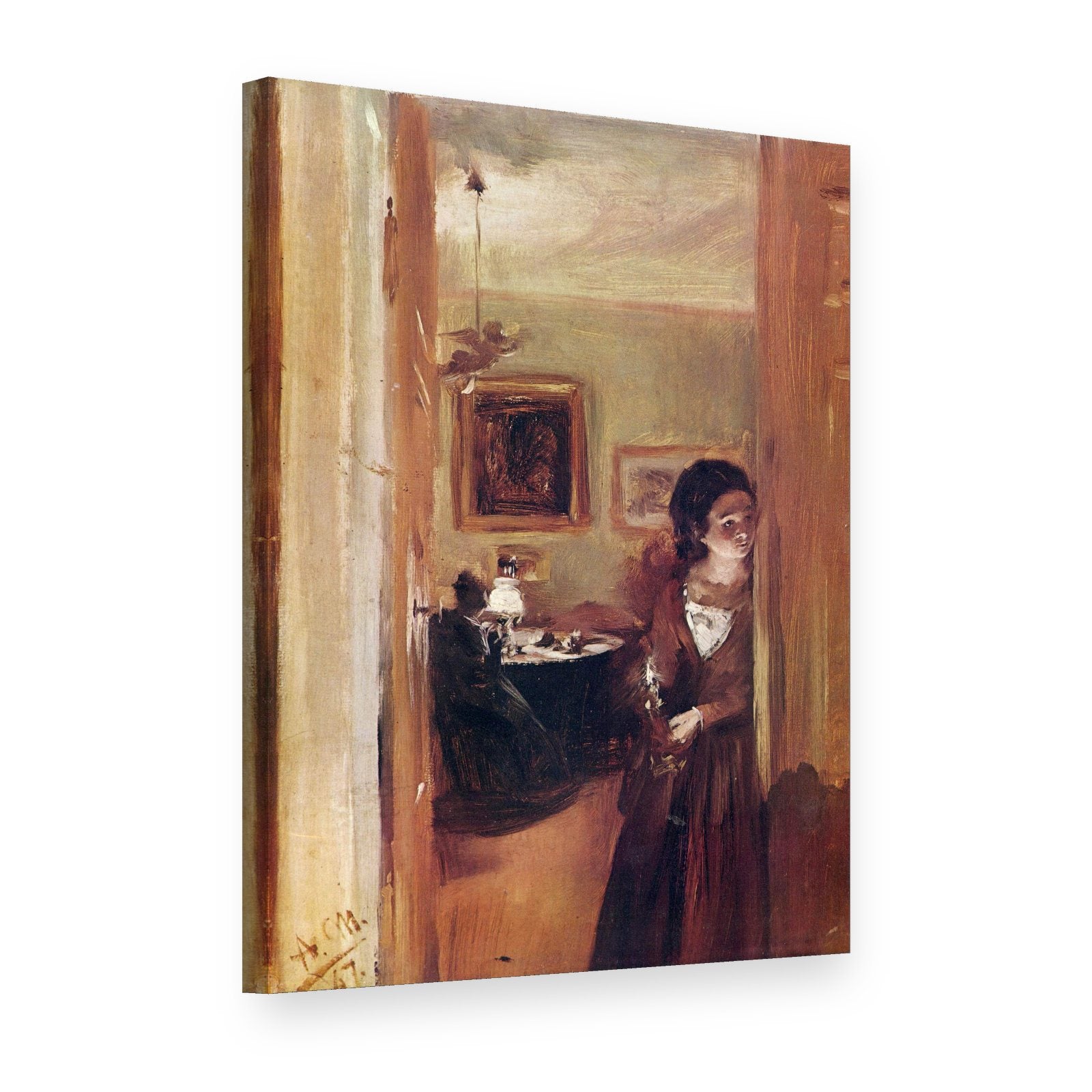 Vászonkép Nappali a művész húgával – Adolph Menzel, 3D nézet