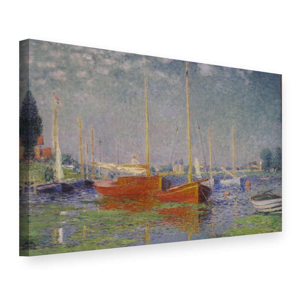 Vászonkép Piros csónakok Argenteuil-ben – Claude Monet, 3D nézet