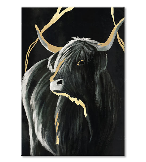 Kézzel festett vászonkép motívummal: PREMIUM ART – Čierny býk szürke-arany árnyalatokban, elegáns hangulat, természet és luxus hatás | Vászonképek - PREMIUM ART – Čierny býk – pr..., nézet 2