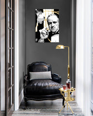 Kézzel festett vászonkép motívummal: PREMIUM ART – The Godfather, autó fehér-arany árnyalatokban, drámai hangulat | Vászonképek - PREMIUM ART – The Godfather – termék