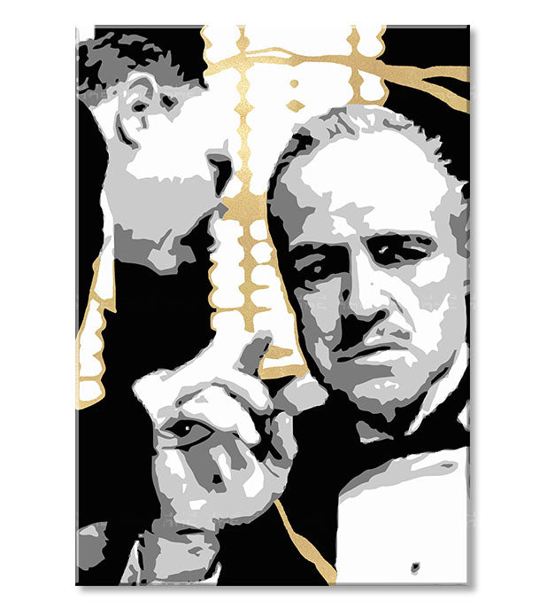 Kézzel festett vászonkép motívummal: PREMIUM ART – The Godfather, autó fehér-arany árnyalatokban, drámai hangulat | Vászonképek - PREMIUM ART – The Godfather – termék, nézet 2