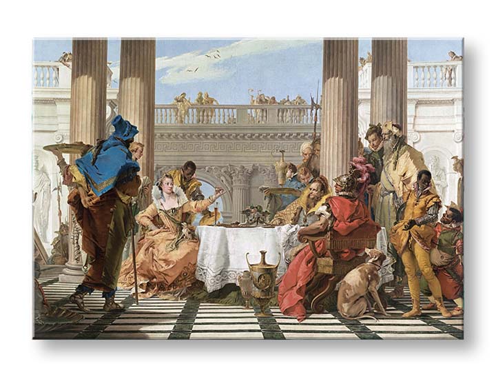 Modern vászonkép motívummal: Giambattista Tiepolo - Kleopatrina hostina, kutya fehér-bézs árnyalatokban, ünnepi hangulat | Vászonkép Giambattista Tiepolo - Kleopatrina hos..., nézet 2