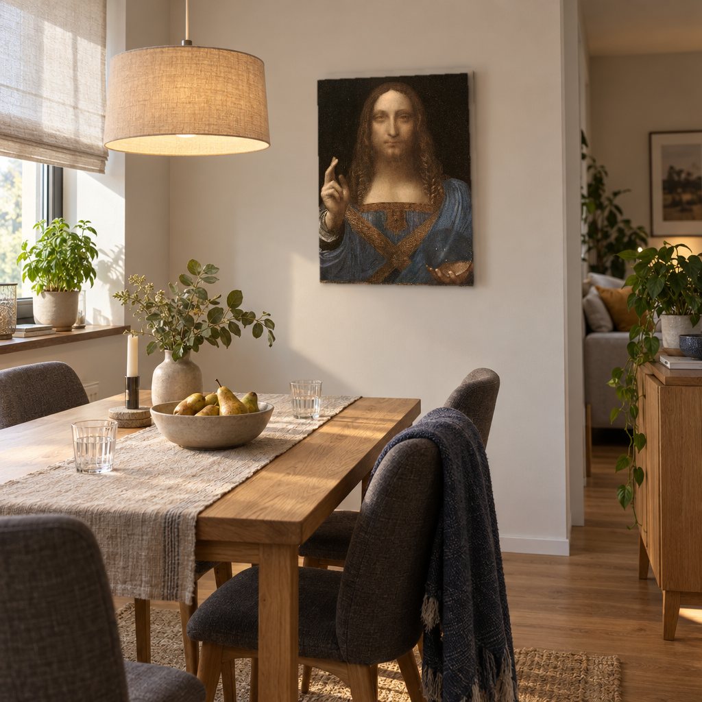 Vászonkép Salvator Mundi – Leonardo da Vinci az étkezőben