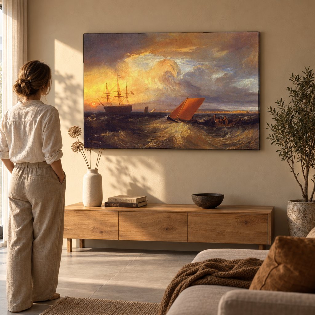 Vászonkép Sheerness a Nore kikötőből – William Turner a nappaliban