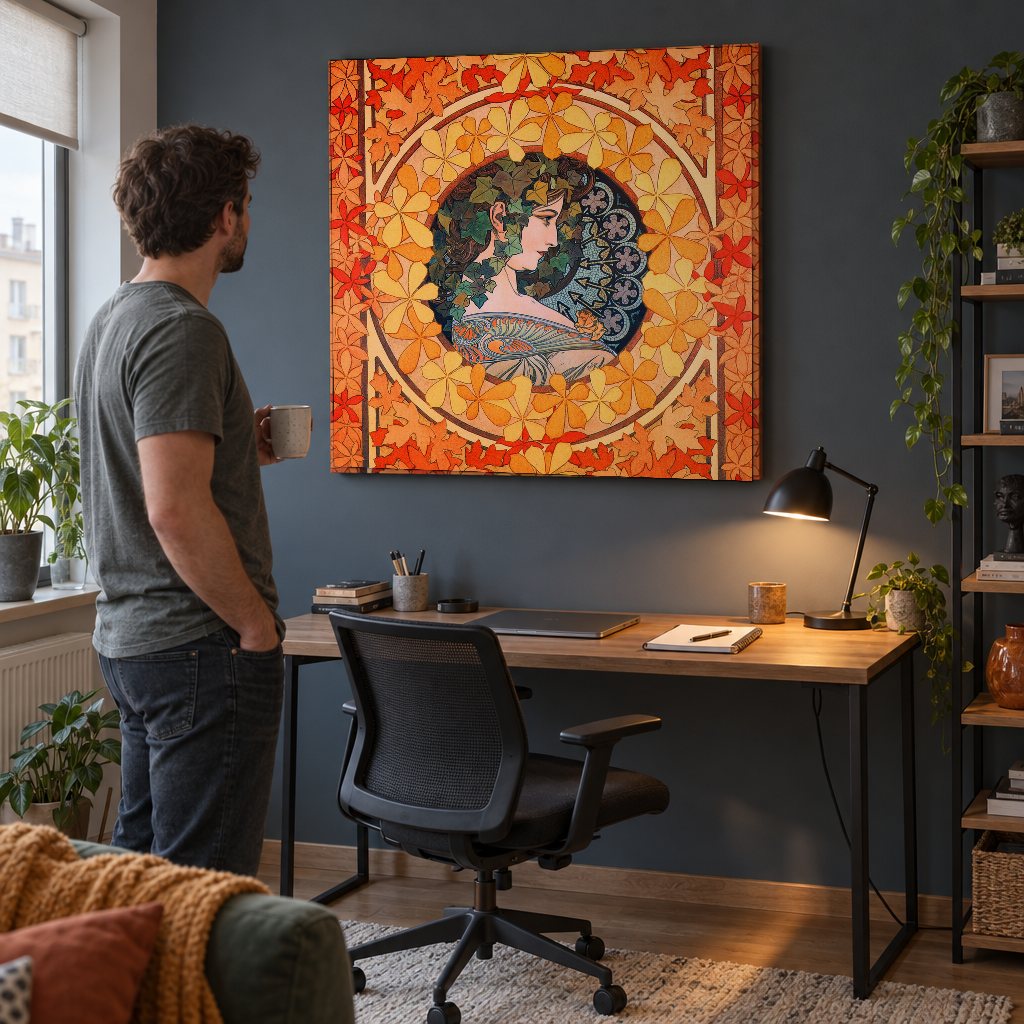 Vászonkép Tavasz – Alfons Mucha a dolgozószobában