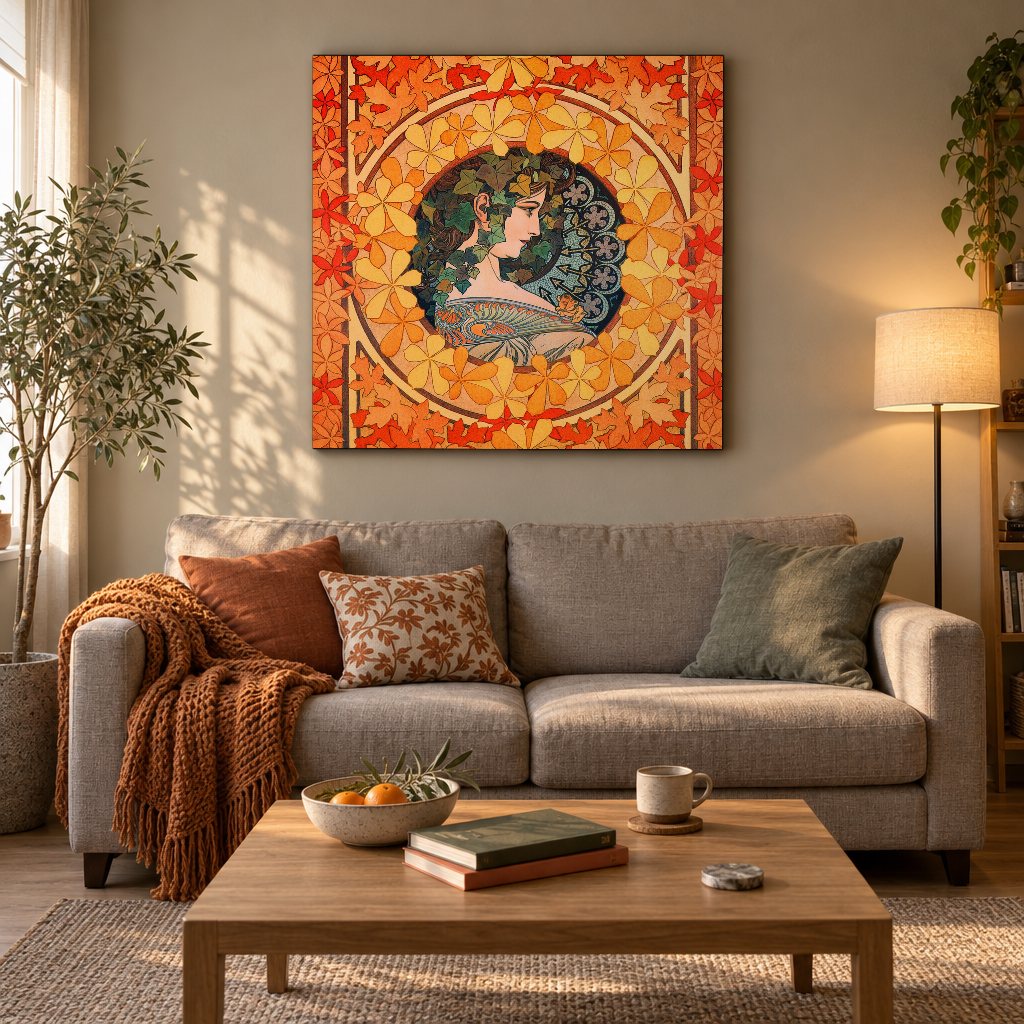 Vászonkép Tavasz – Alfons Mucha a nappaliban