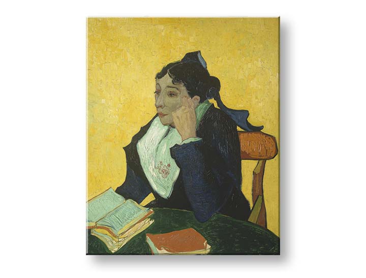 Vintage vászonkép motívummal: Vincent van Gogh - Arlesanka barna-zöld árnyalatokban, magány, alkalmas a dolgozószoba számára | Vászonkép Vincent van Gogh - Arlesanka – termék, nézet 2