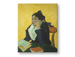 Vintage vászonkép motívummal: Vincent van Gogh - Arlesanka barna-zöld árnyalatokban, magány, alkalmas a dolgozószoba számára | Vászonkép Vincent van Gogh - Arlesanka – termék, nézet 2
