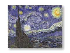 Vintage vászonkép motívummal: Vincent van Gogh - Hviezdna noc, éjszakai égbolt, csillagok, térkép, természet fehér-kék árnyalatokban, alkalmas a dolgozószoba számára – termék, nézet 2