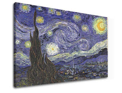Vintage vászonkép motívummal: Vincent van Gogh - Hviezdna noc, éjszakai égbolt, csillagok, térkép, természet fehér-kék árnyalatokban, alkalmas a dolgozószoba számára – termék