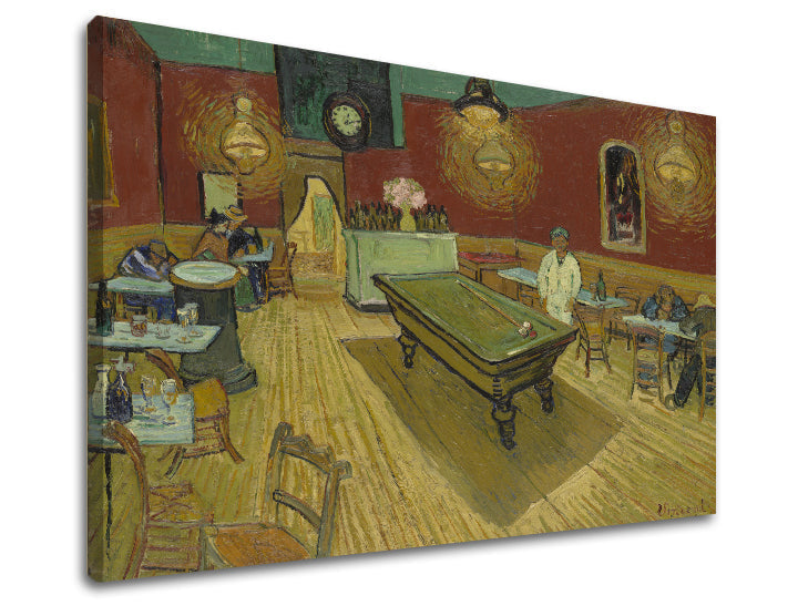 Vintage vászonkép motívummal: Vincent van Gogh - Nočná kaviareň, óra, térkép, természet barna-zöld árnyalatokban, alkalmas a konyha számára | Vászonkép Vincent van Gogh - Nočná kaviareň – termék