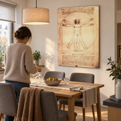 Vászonkép Vitruviusi ember – Leonardo da Vinci az étkezőben