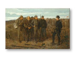 Vintage vászonkép motívummal: Winslow Homer - Foglyok z frontu, lovak, táj, térkép, természet bézs-kék árnyalatokban, ünnepi hangulat – termék, nézet 2
