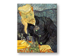 Vintage vászonkép motívummal: Vincent van Gogh - Portrét dr. Gacheta, virágok, természet kék-zöld árnyalatokban, kontemplatív hangulat, alkalmas a dolgozószoba számára – termék, nézet 2